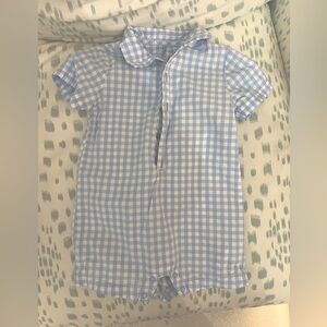Carters snap romper in blue gingham - 18 Months Boy